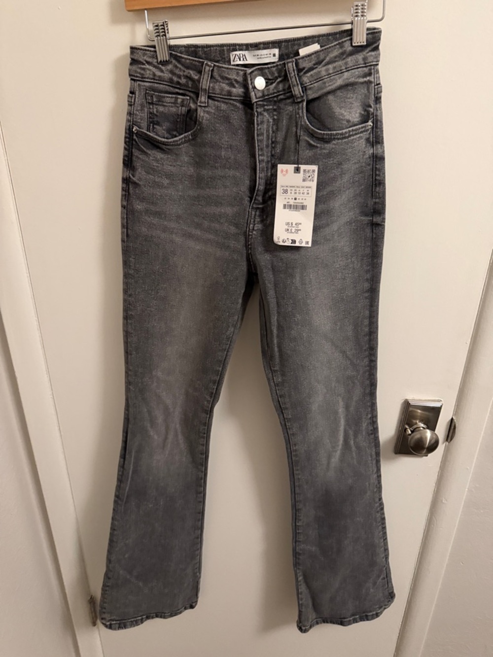 Zara Faded Gray Flare Jeans